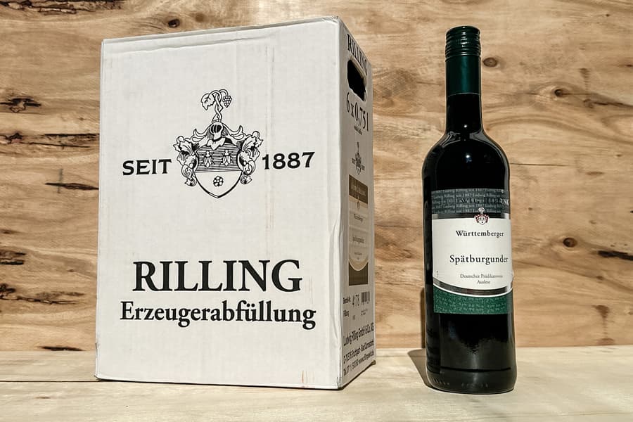 24 Flaschen Rotwein Rilling Württemberger Spätburgunder 2018er